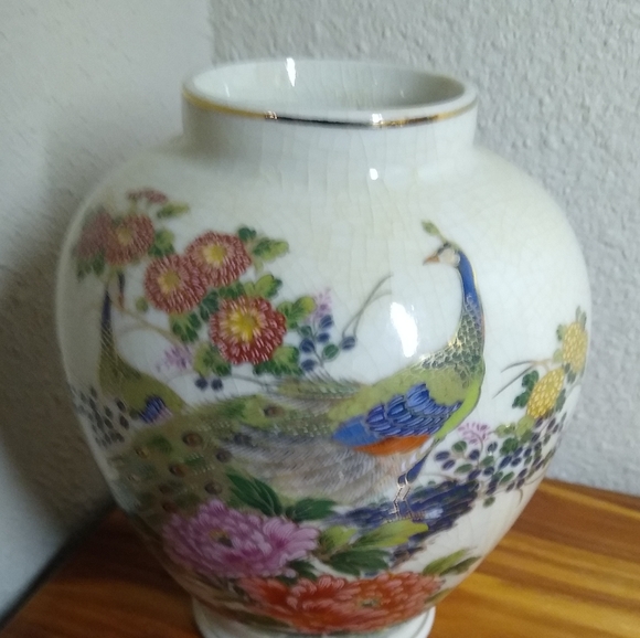 Satsuma Art Vintage Satsuma Golden Peacock Vase Poshmark